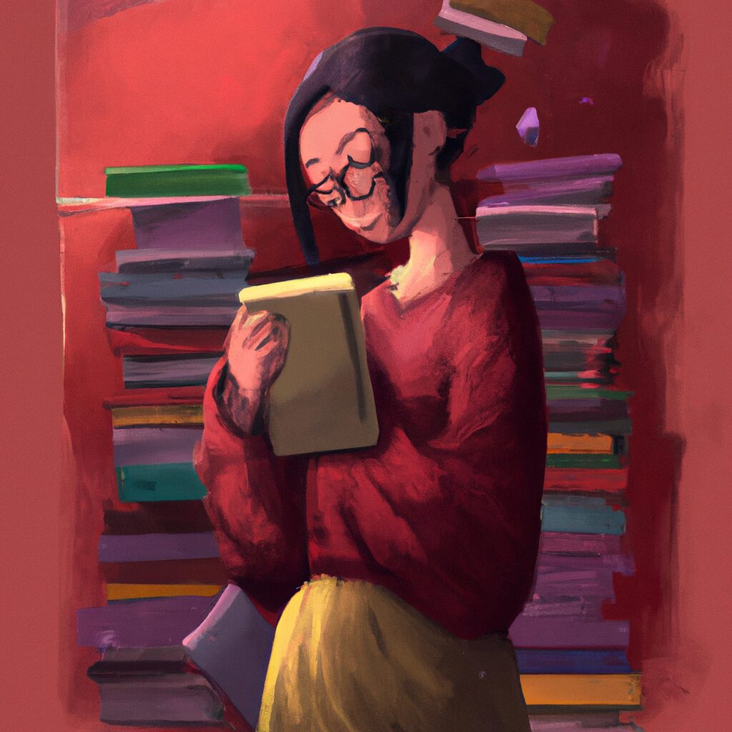 Arte de uma pessoa lendo um livro de texto sobre