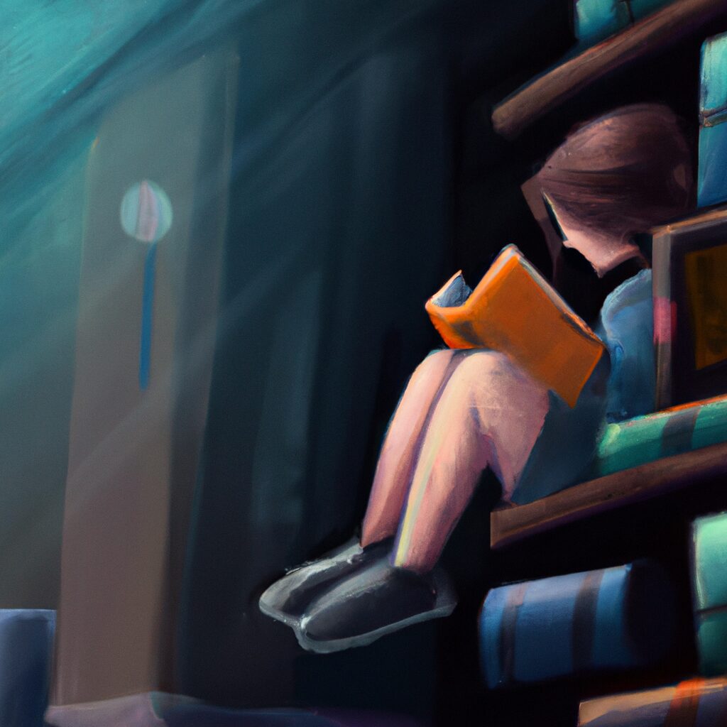 Desenho de alguém lendo leituras e livros