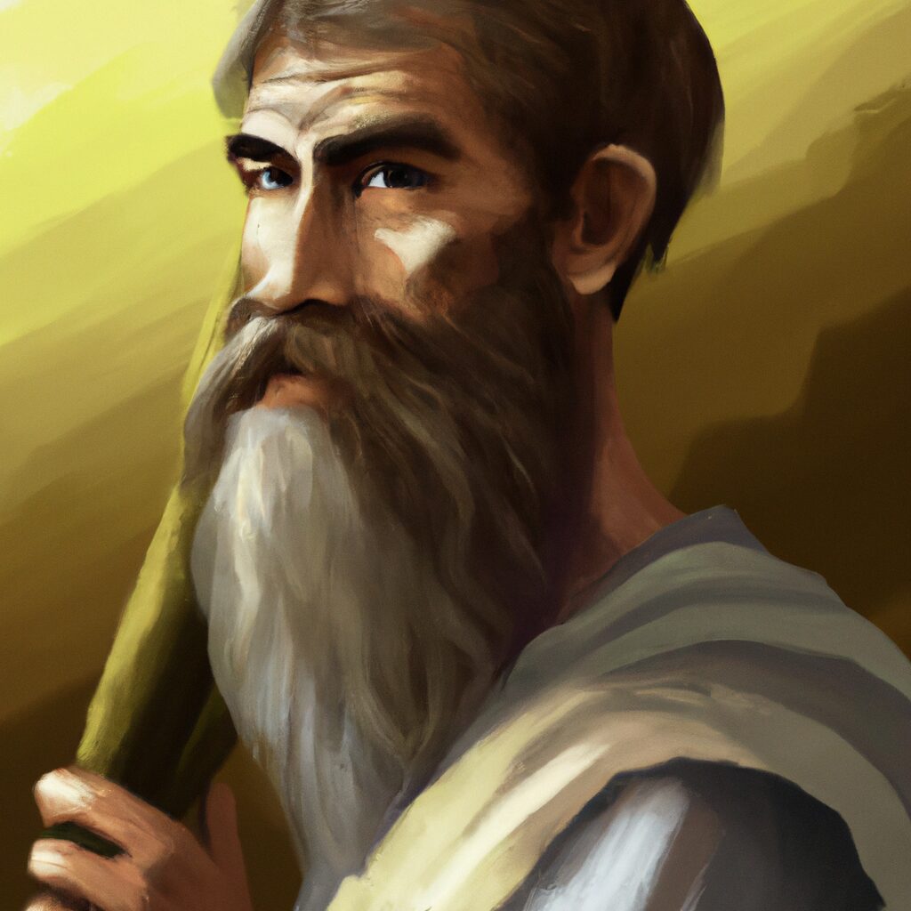 Desenho digital de uma pessoa com um livro aberto sobreo apostolo paulo