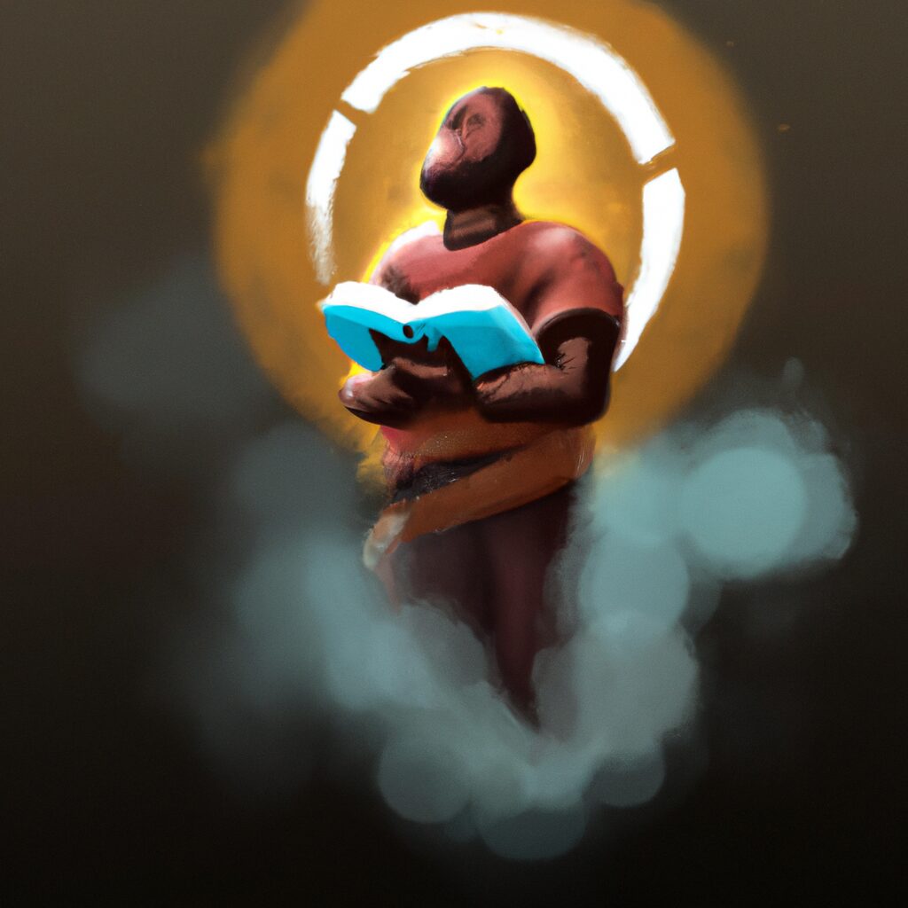 Arte Digital de uma pessoa lendo Livros sobre 