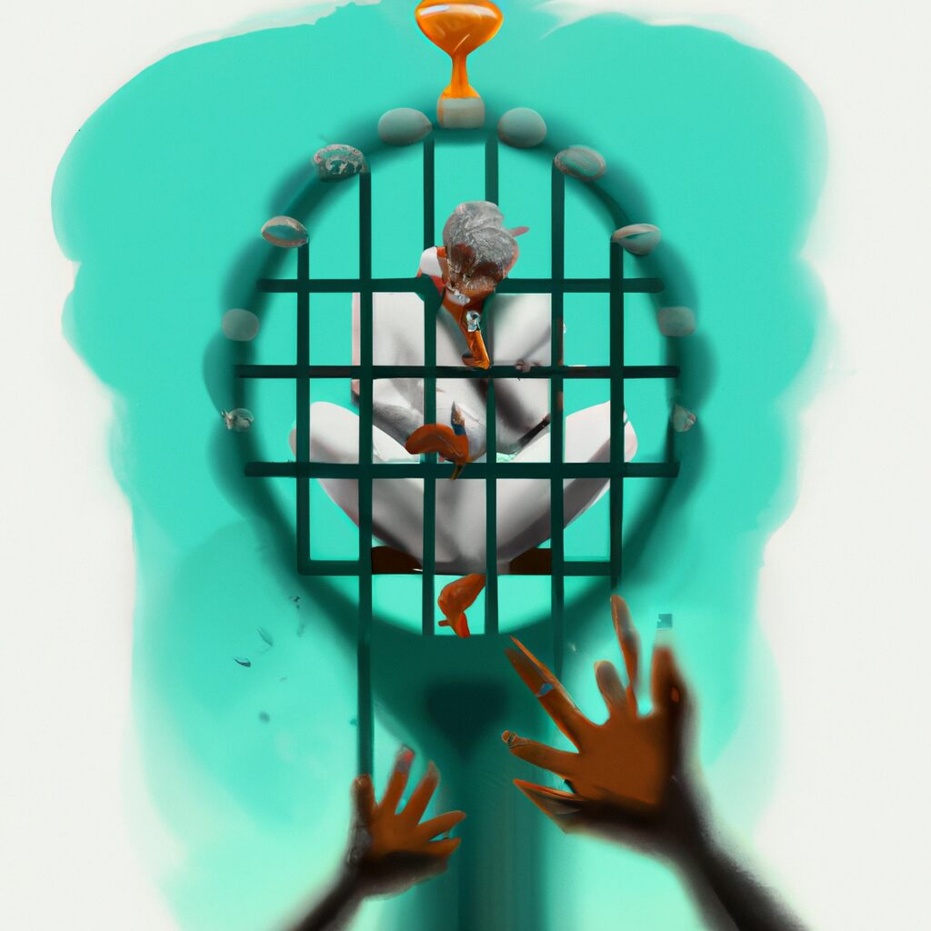 Desenho digital de uma pessoa com um livro aberto sobreressocializacao do preso