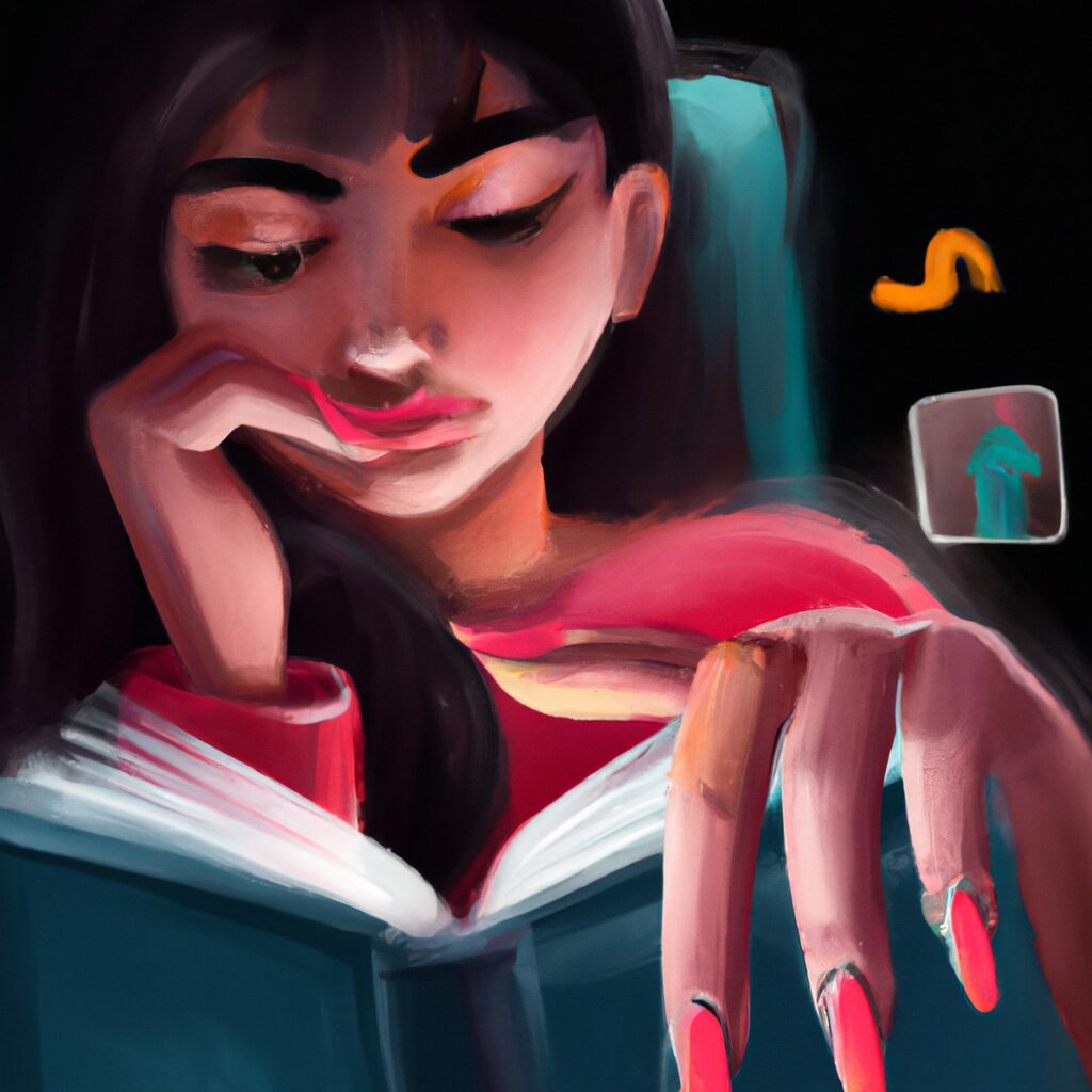 Desenho de uma pessoa lendo um livro  sobreunhas para Ler