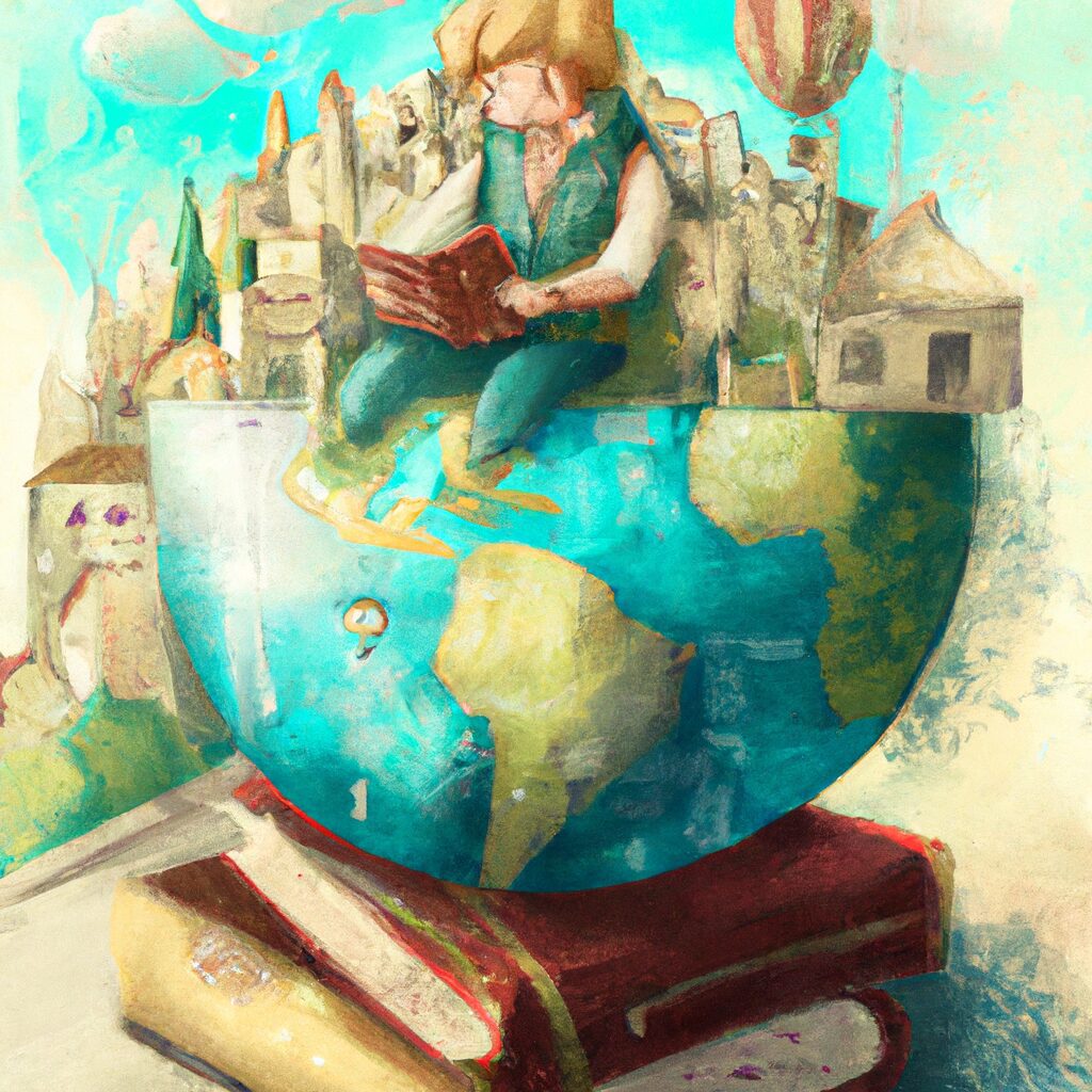 Desenho de uma pessoa lendo um livro  sobreviagens pelo mundo para Ler