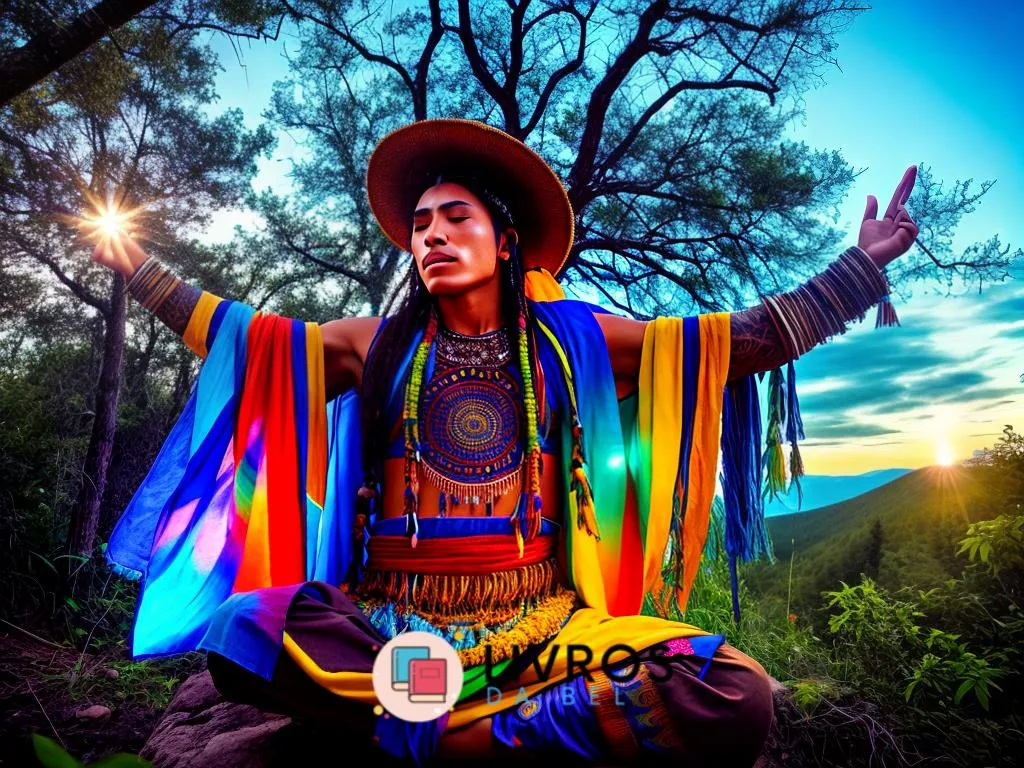capa do post "Desvendando o Xamanismo: Os 10 Melhores Livros para Explorar essa Prática Ancestral" com uma ilustração