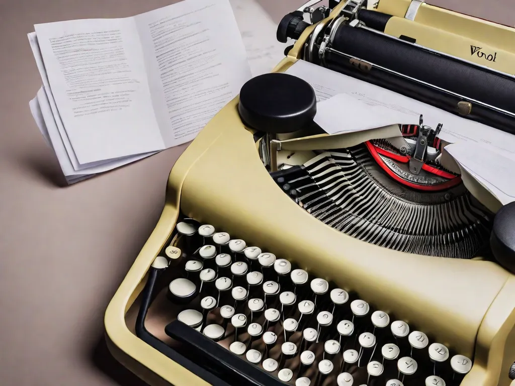 Descrição da imagem: Um close-up de uma máquina de escrever com uma folha de papel em branco, simbolizando o poder da literatura de Virginia Woolf para transformar e redefinir a escrita das mulheres. A máquina de escrever representa a ferramenta através da qual Woolf desafiou as normas sociais e abriu caminho para uma nova era da literatura feminista.