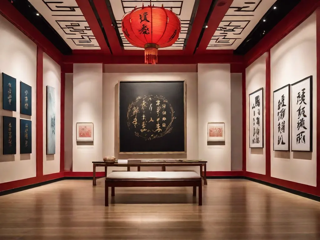 Uma pintura vibrante que mostra a fusão da antiga cultura chinesa com a arte moderna. A imagem apresenta uma pintura tradicional chinesa feita com pincel de uma paisagem serena, sobreposta por pinceladas ousadas e abstratas e cores vibrantes, simbolizando a influência da antiga cultura chinesa nas expressões artísticas contemporâneas.